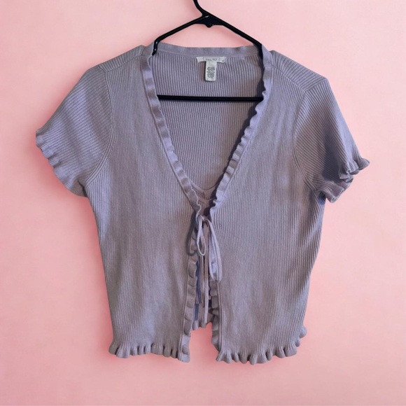 Full Tilt Tops - Full Tilt Lilac Ruffle Tie-Front Crop Top 🦋SET🦋